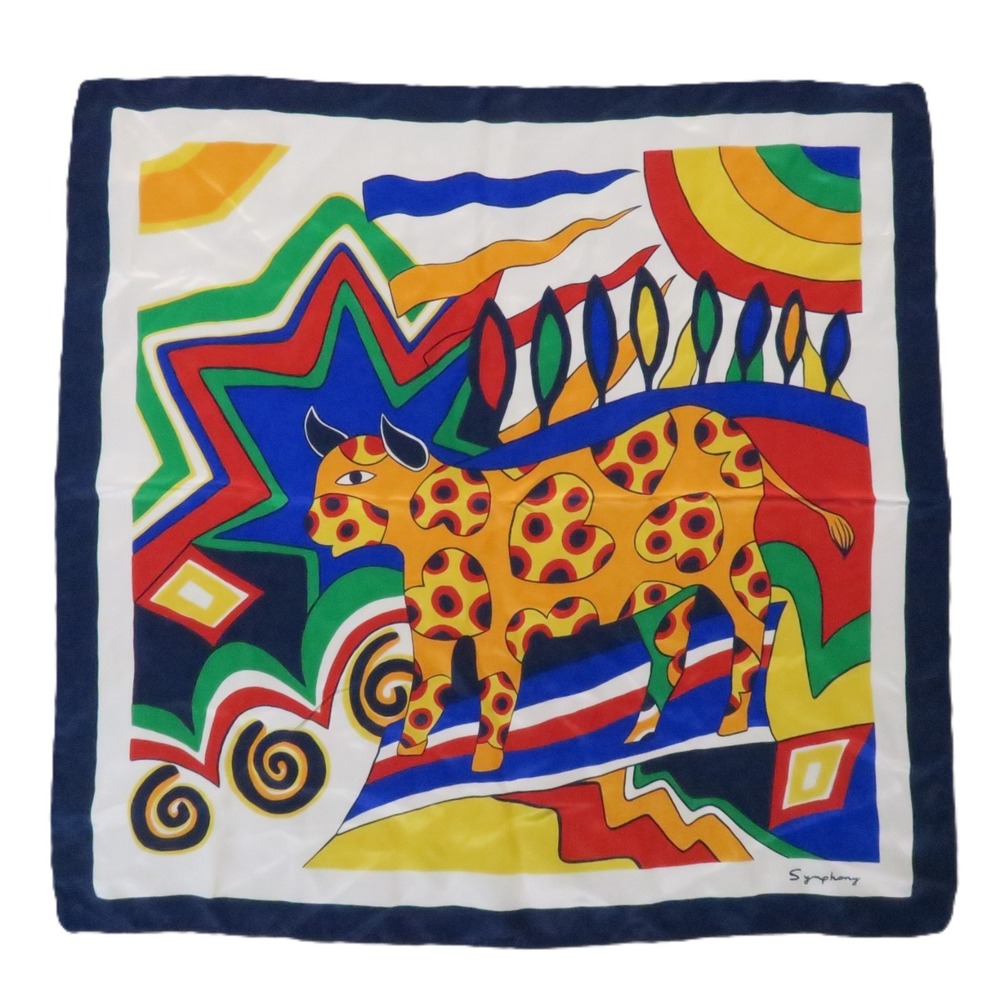 Symphony Scarf Silk Colorful Running with the Bulls Pop Art Square Neckerchief
